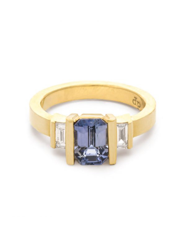 Radiant Deco Ring – Cornflower Blue Sapphire