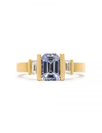 Radiant Deco Ring – Cornflower Blue Sapphire