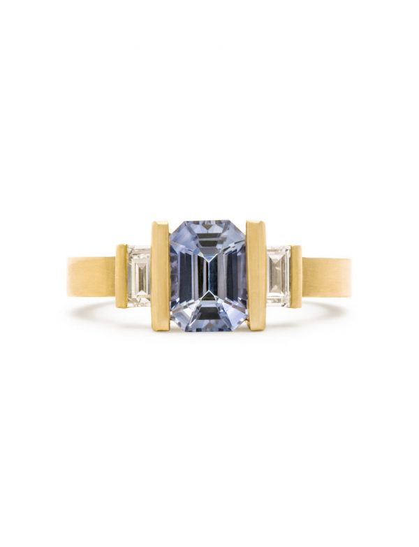 Radiant Deco Ring – Cornflower Blue Sapphire