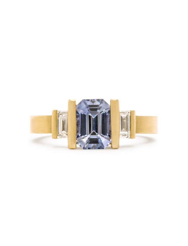 Radiant Deco Ring – Cornflower Blue Sapphire