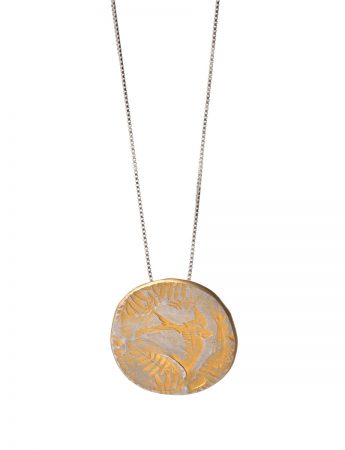 Bird & Leaves Large Pendant – Gold Plate