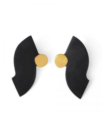 Curve Stud Earrings – Black & Gold