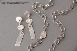 Earrings and necklace handmade by Vikki Kassioras