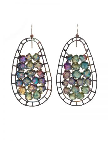 Hanging Teardrop Shibuichi Earrings – Cool Tones