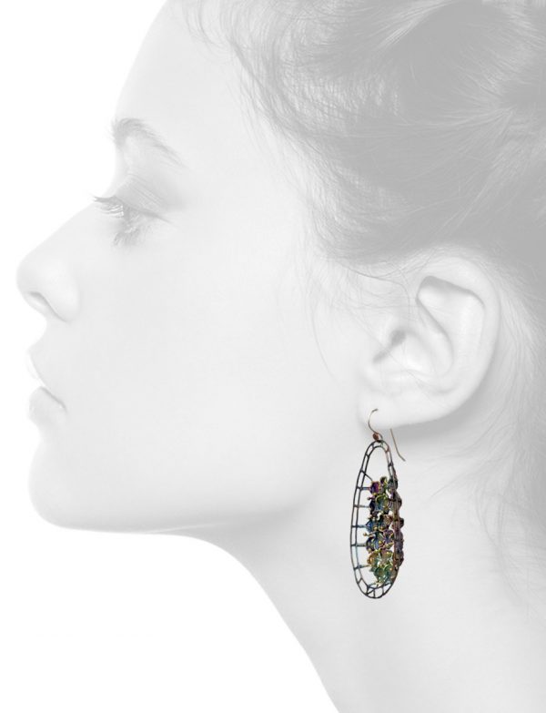 Hanging Teardrop Shibuichi Earrings – Cool Tones