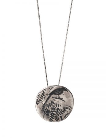 Leaves & Bird Necklace – Silver