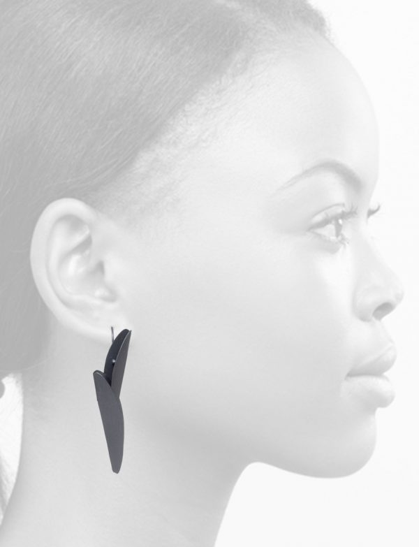 Long Bird of Paradise Earrings – Black