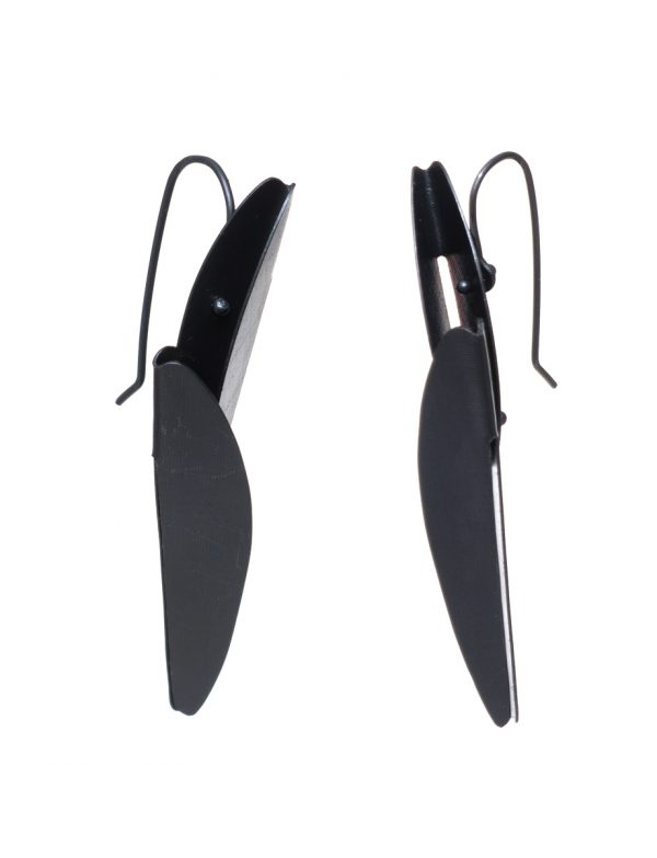 Long Bird of Paradise Earrings – Black