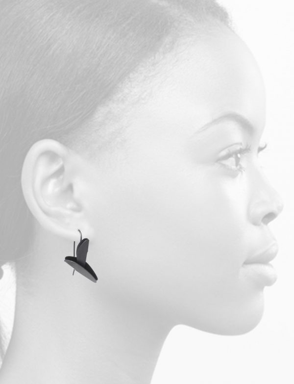 Small Bird of Paradise Earrings – Black