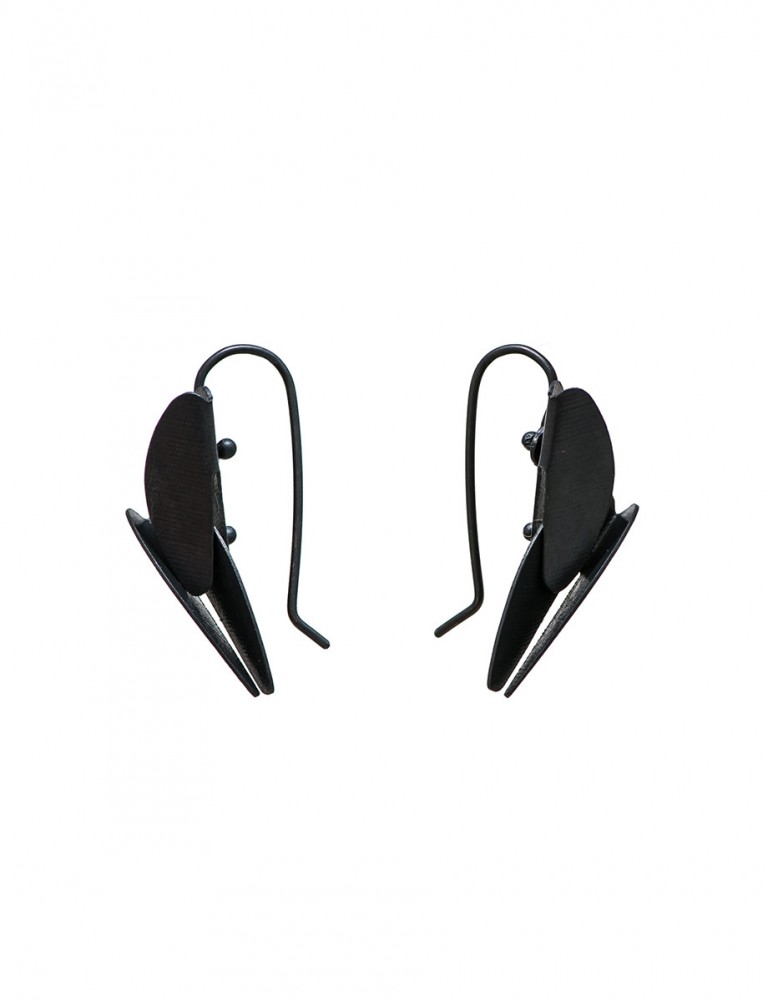 Small Bird of Paradise Earrings – Black