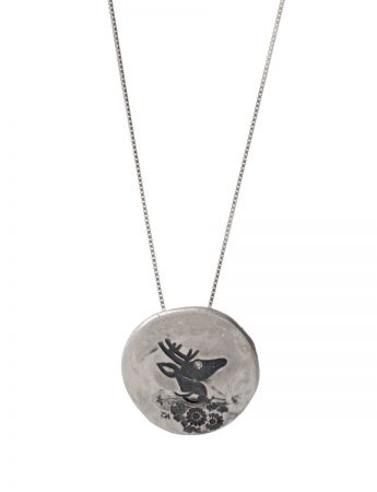 Stag Flower Necklace – Silver & Diamond