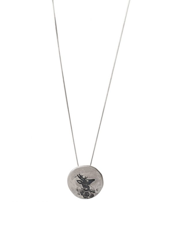 Stag Flower Necklace – Silver & Diamond