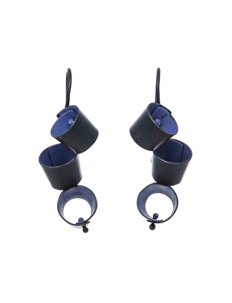 Short Foxglove Earrings – Black & Blue