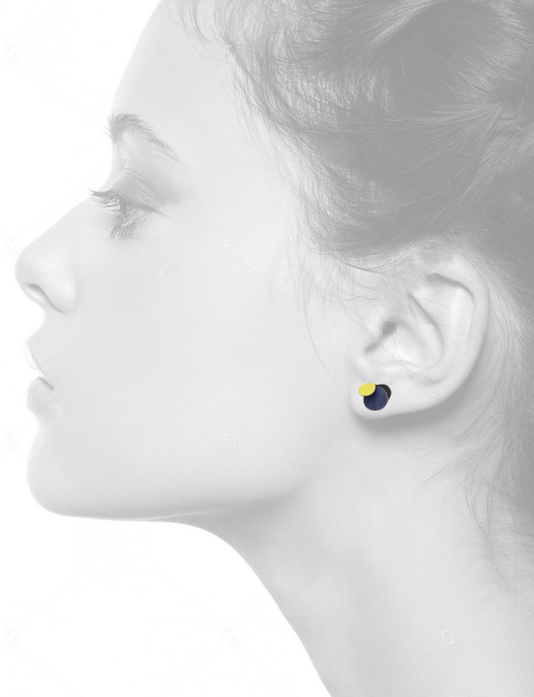 Violet Stud Earrings – Yellow & Royal Blue