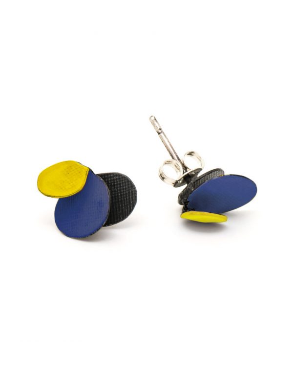 Violet Stud Earrings – Yellow & Royal Blue