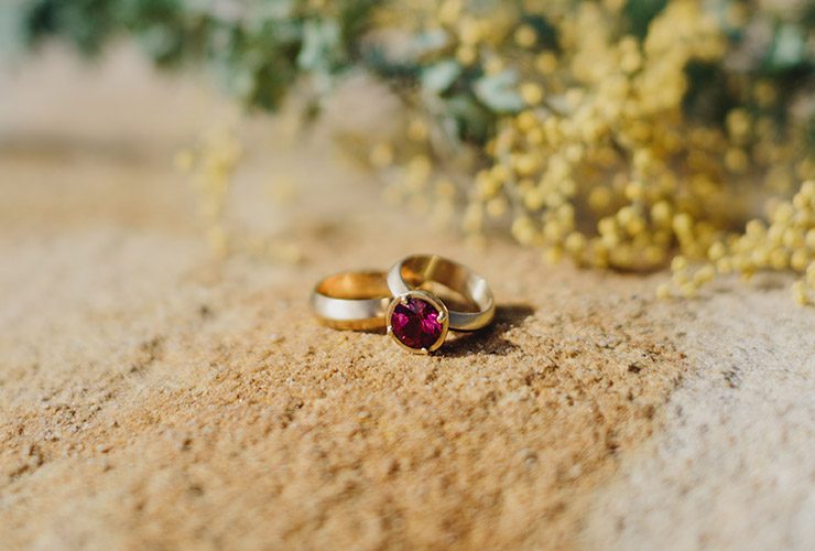 Emma Goodsir wedding and engagement rings at retro Australiana wedding