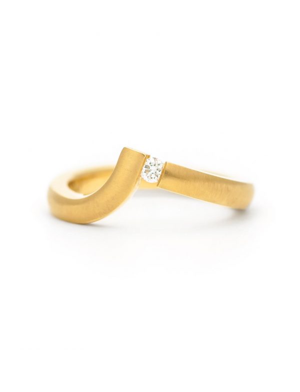 Angled Tension Set Ring – Gold & Diamond