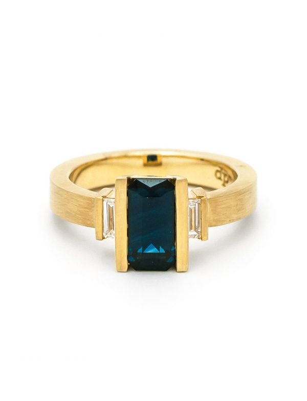Radiant Deco Ring – Sapphire & Diamond