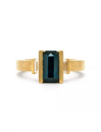 Radiant Deco Ring – Sapphire & Diamond