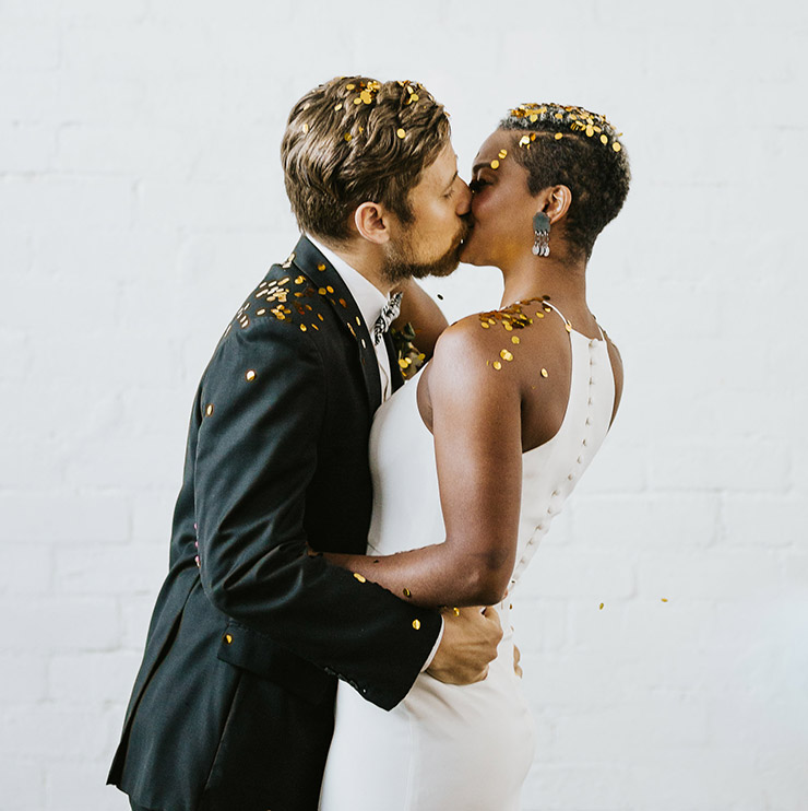 Industrial Glitter Wedding Inspiration - First Kiss