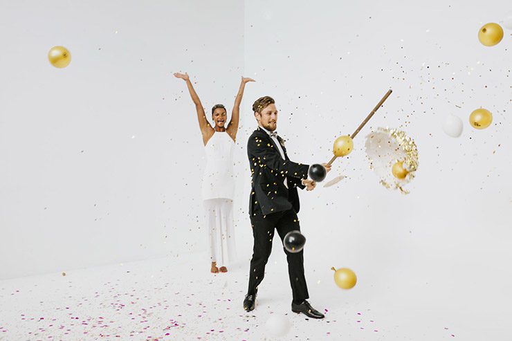 Industrial Glitter Wedding Inspiration - Pinata Smash Banner