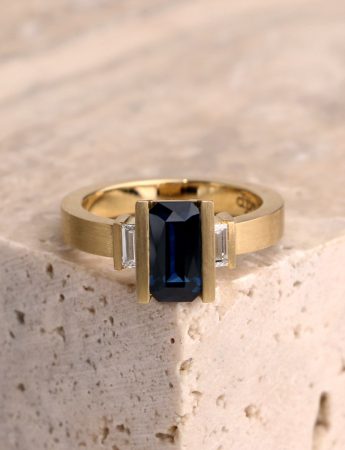 Radiant Deco Ring – Sapphire & Diamond