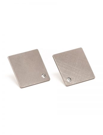Square Earrings – Titanium & Diamond