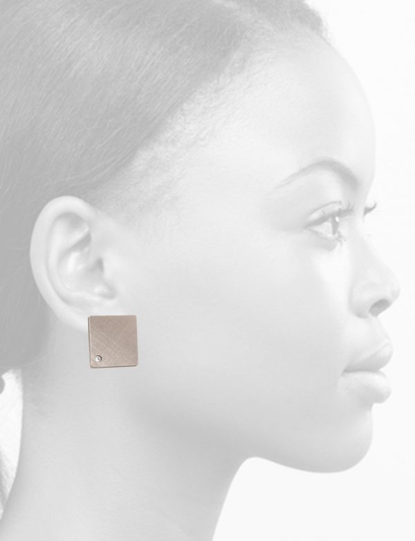 Square Earrings – Titanium & Diamond
