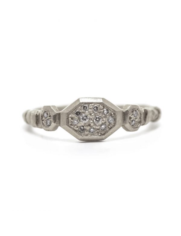 Small Hex Ring – White Diamonds