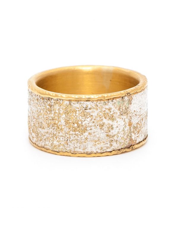 Wide Golden Earth Ring – Silver & Yellow Gold