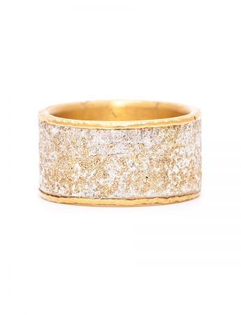 Wide Golden Earth Ring – Silver & Yellow Gold