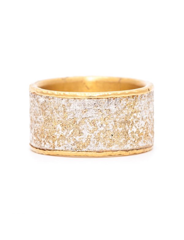 Wide Golden Earth Ring – Silver & Yellow Gold