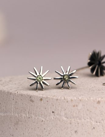 Small Radiant Star Earrings – Light Green Sapphire