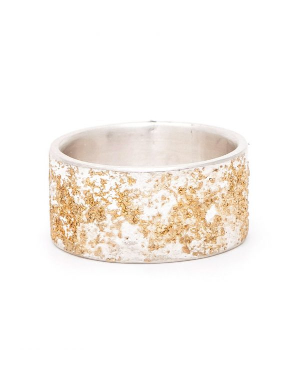 Wide Golden Earth Ring – Silver & Rose Gold