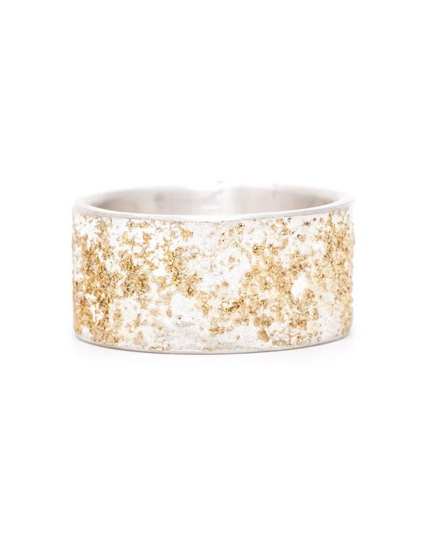 Wide Golden Earth Ring – Silver & Rose Gold