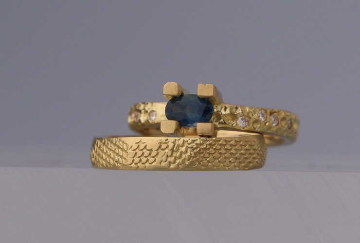 Textura Tapered Baguette Sapphire Ring - Journal