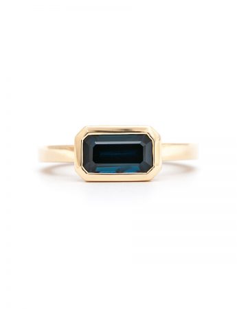 Emerald Cut Blue Sapphire Ring