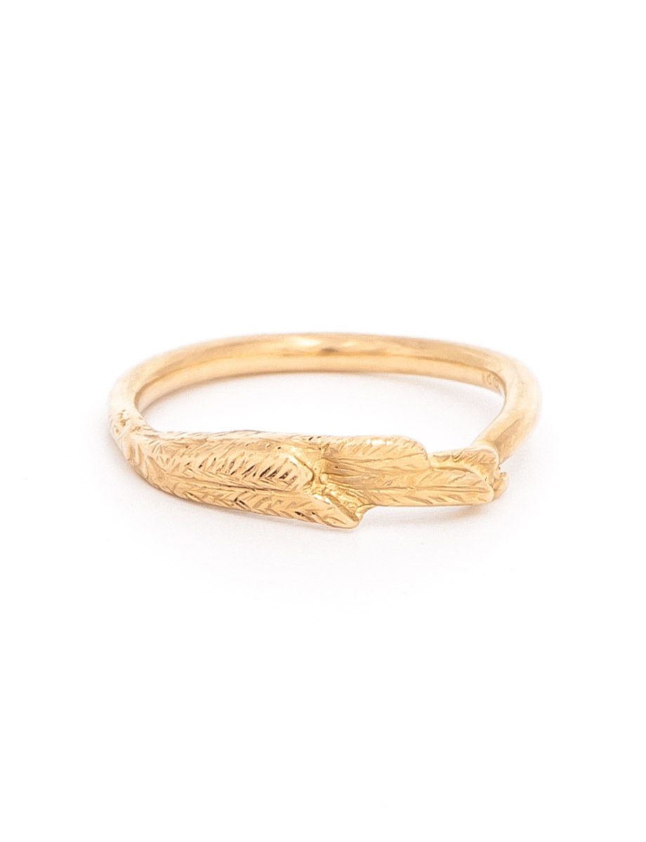 Handmade Yellow Gold Feather Ring e.g.etal Melbourne