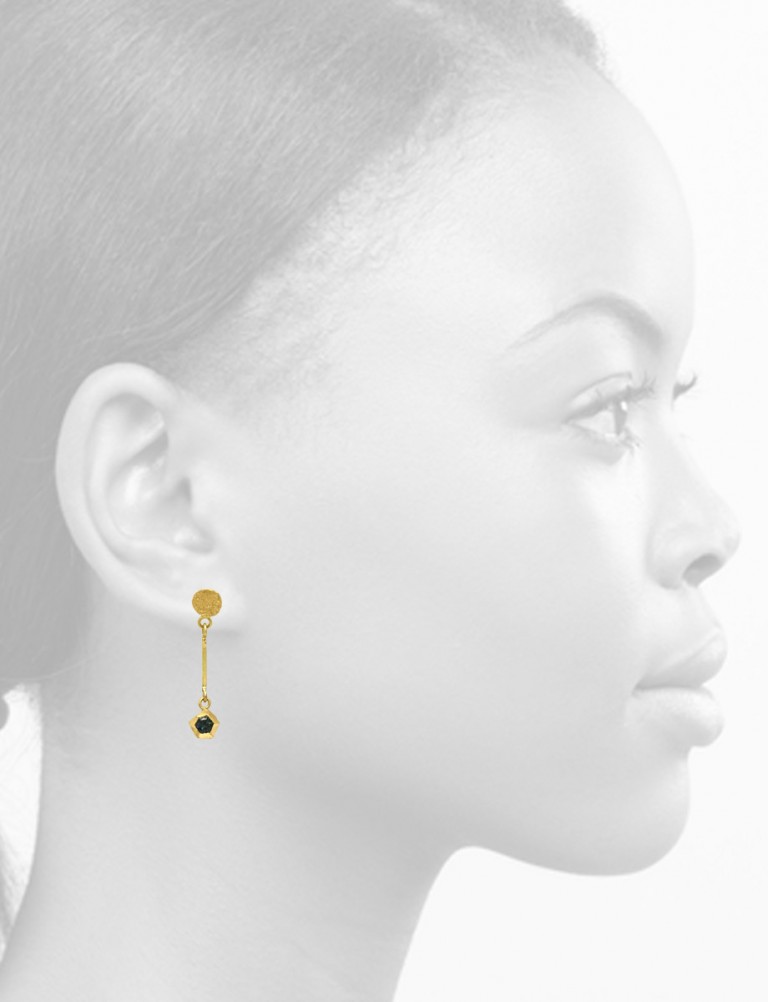 Textura Hex & Square Sapphire Earrings