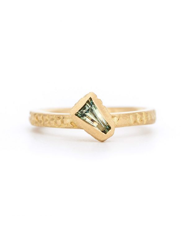 Textura Tapered Baguette Sapphire Ring