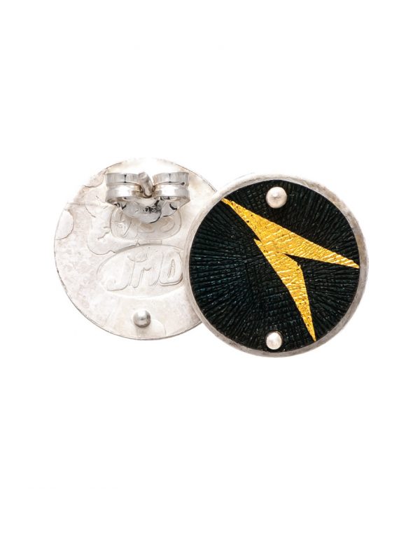 Moonlight Stud Earrings – Black & Gold