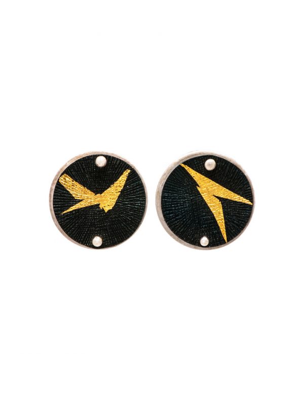 Moonlight Stud Earrings – Black & Gold