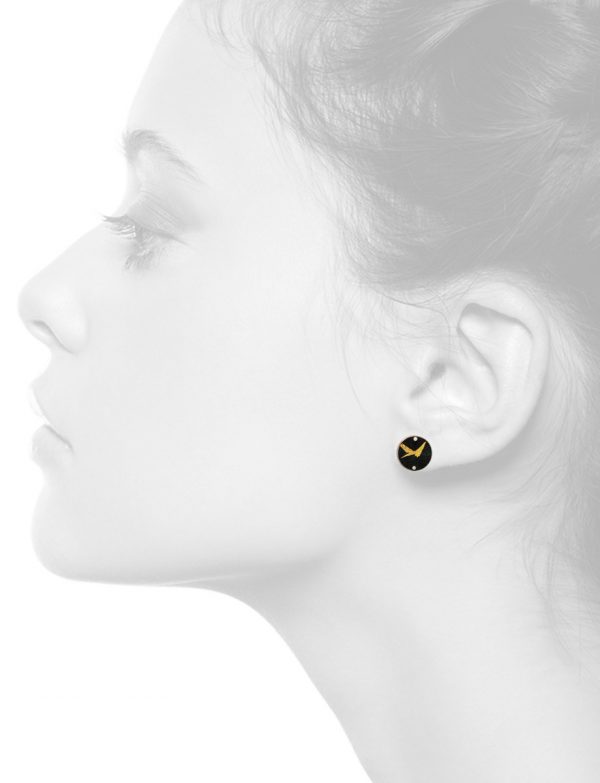 Disc Stud Earrings – Black & Gold