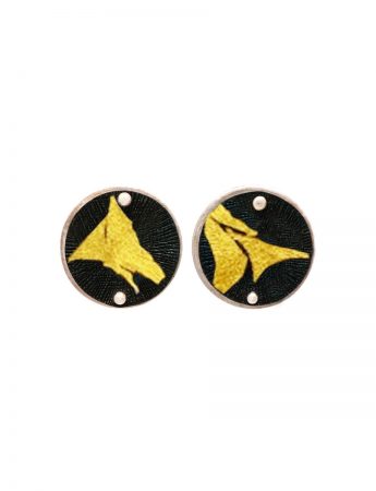 Disc Stud Earrings – Black & Gold