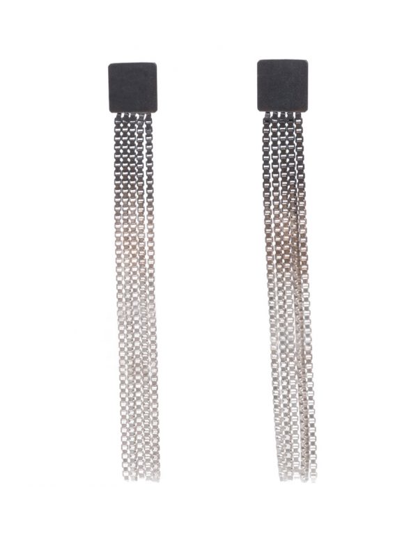 Extra Long Shikaku Square Chain Earrings – Gradient