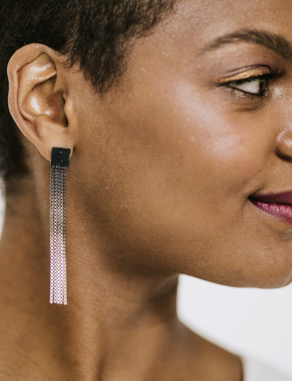 Extra Long Shikaku Square Chain Earrings – Gradient