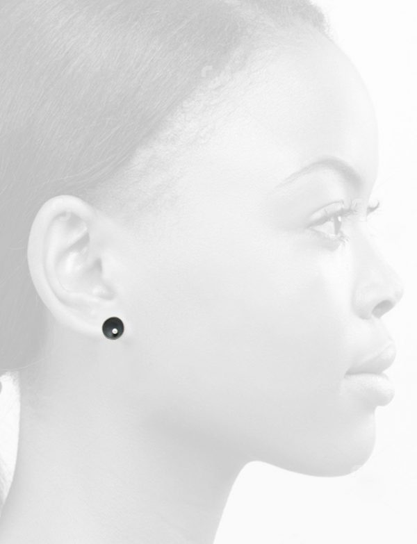 Small Blackened Sea Dish Stud Earrings – White Pearl