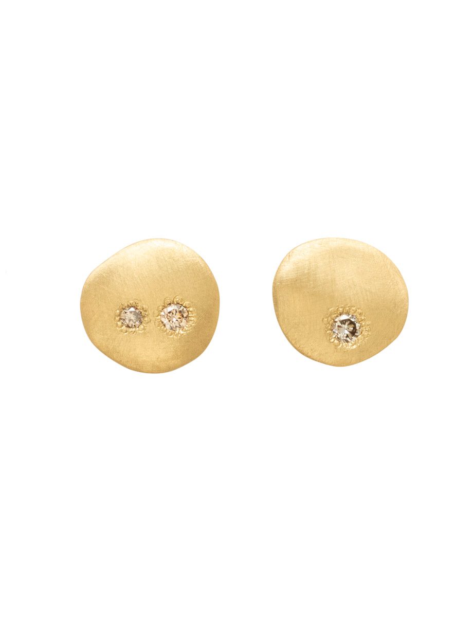 Neru Diamond Disc Stud Earrings