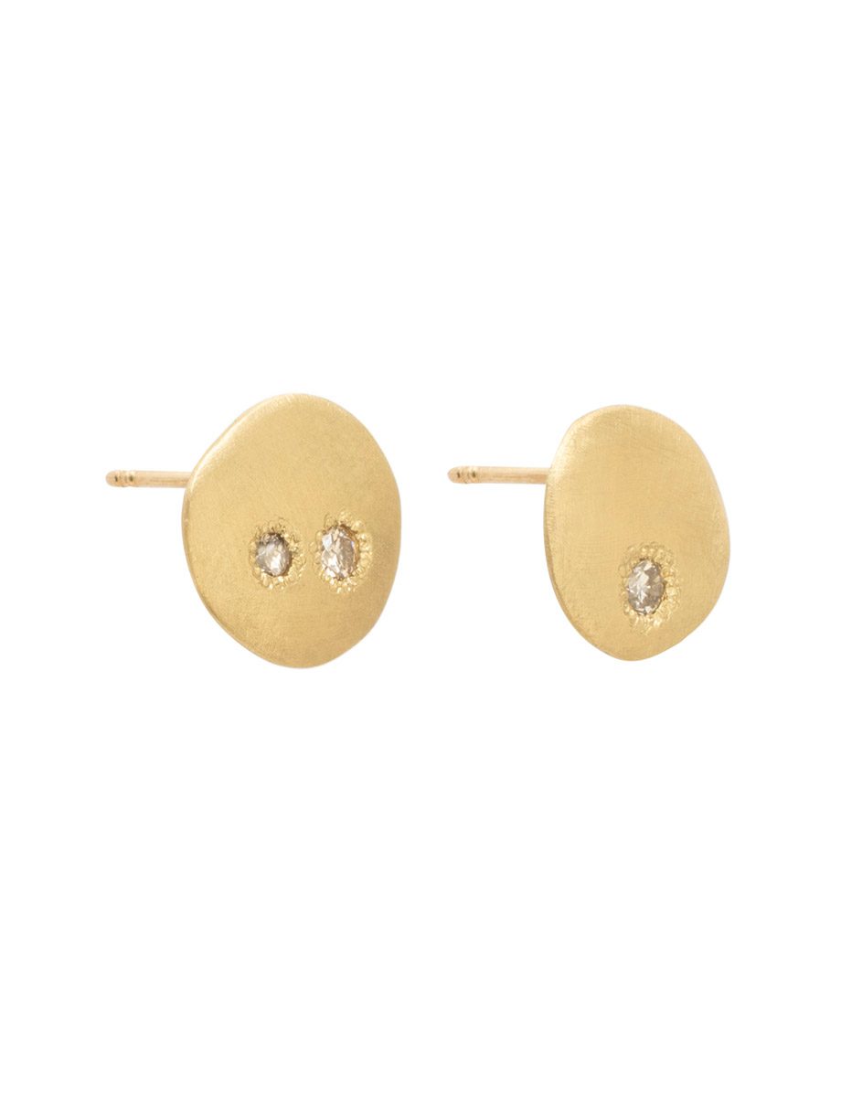 Neru Diamond Disc Stud Earrings