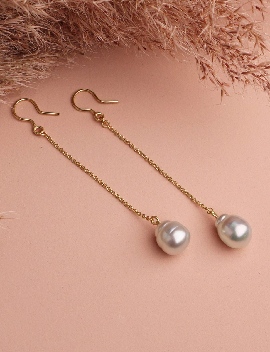 Gold Chain Drop South Sea Pearl Earrings e.g.etal Melbourne